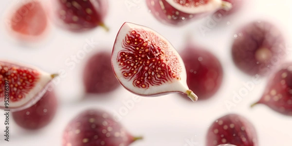Fototapeta Figs Floating in the Air | Fresh and Vibrant Fruit in a Surreal Culinary Display
