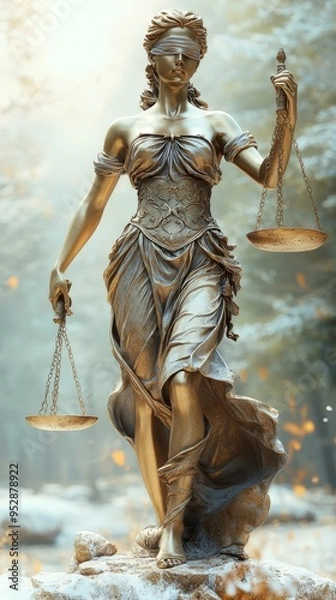 Obraz Statue of Lady Justice, blindfolded and holding scales, symbolizing impartiality and fairness in justice