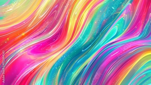 Fototapeta Mesmerizing abstract background with vibrant colors swirling and blending together, creating a sense of movement and energy. The luminous hues and fluid lines evoke a feeling of joy and wonder