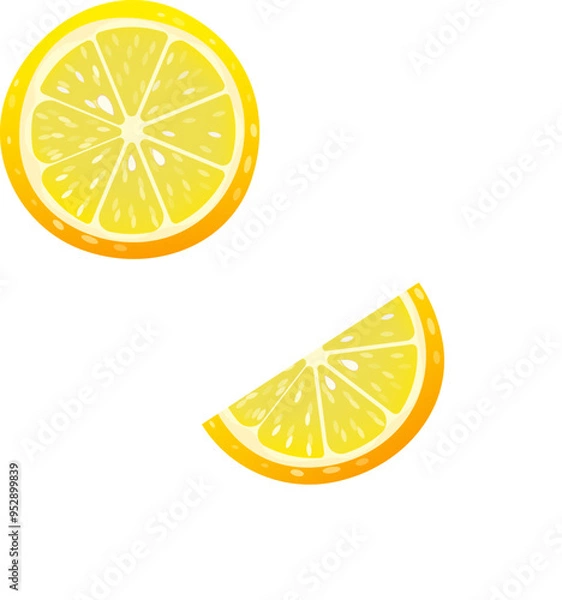 Fototapeta Lemon. Lemon slice. A piece of lemon. EPS 10. Vector illustration