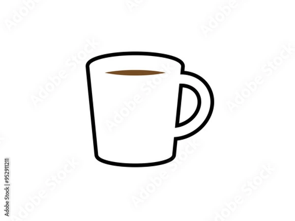 Fototapeta フラットなホットコーヒーアイコンA：線