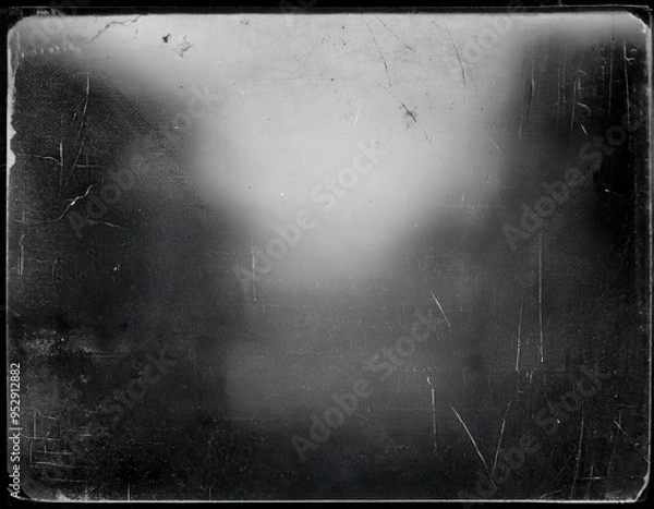 Obraz Distressed texture overlay featuring a blurred landscape with a foggy background and scratched surface for artistic presentation