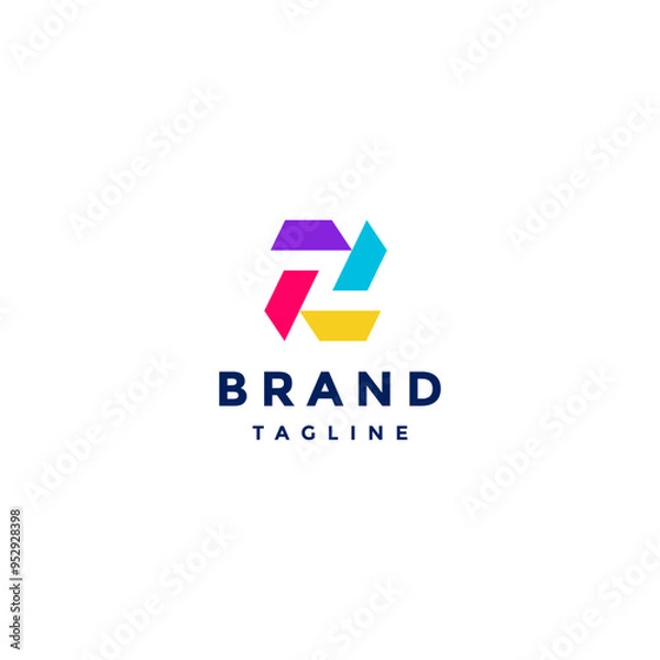 Fototapeta Letter Z Among Colored Trapezoids Logo Design. Colorful Trapezoids Rotating to Form Letter Z Logo Design.