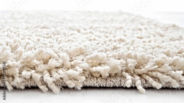 Fototapeta Fuzzy carpet on white background. Interior element