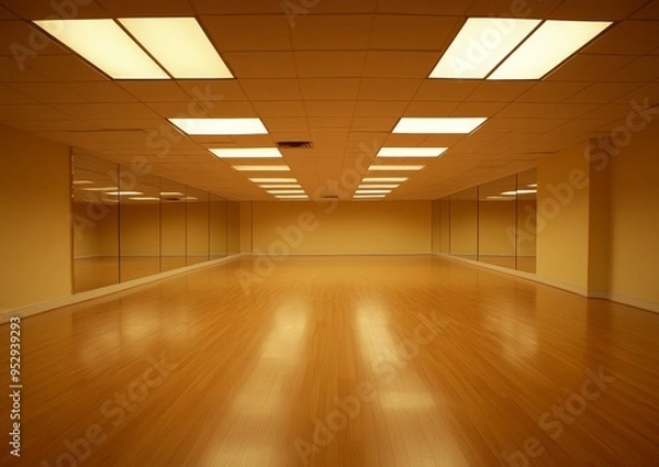 Fototapeta Spacious Dance Studio with Large Mirrors and Natural Light