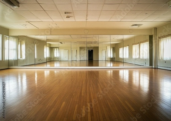 Fototapeta Spacious Dance Studio with Large Mirrors and Natural Light