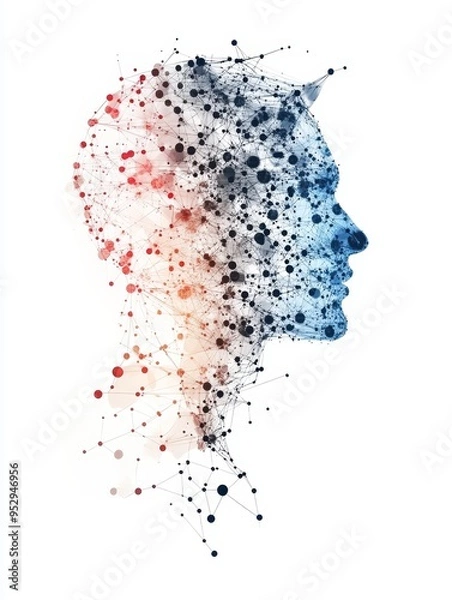 Fototapeta Human Silhouette of Floating Data Points Showcasing AI and Big Data Integration in Tech
