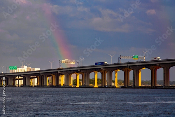 Obraz rainbow over bridge