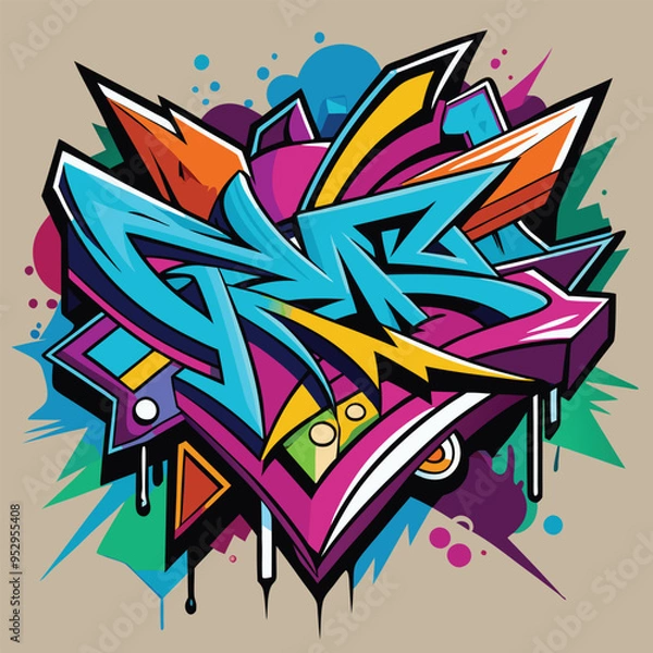 Fototapeta vector graffiti illustration with colorful abstract elements
