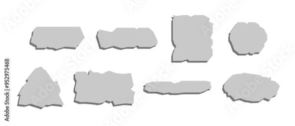 Fototapeta Paper cutout label abstract shapes. Torn sheets element set. Ripped abstract shapes label collection.