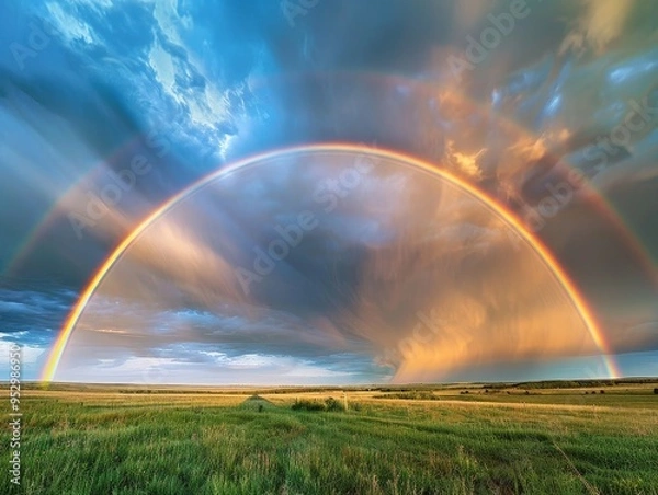Obraz Double Rainbow Over Meadow Clearing