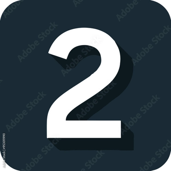 Fototapeta 숫자 2, 숫자, 수학 관련 아이콘 일러스트