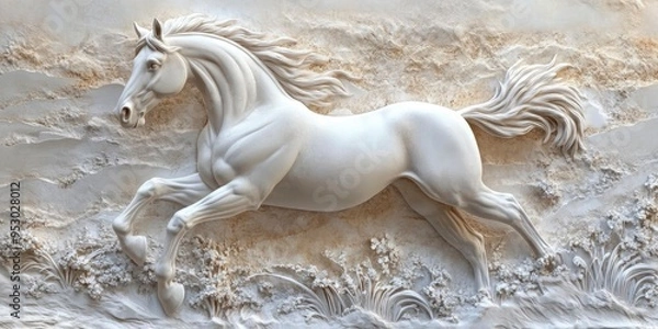 Obraz 3D relief wallpaper of horses