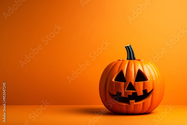 Obraz .Carved Jack O Lantern on Orange Background
