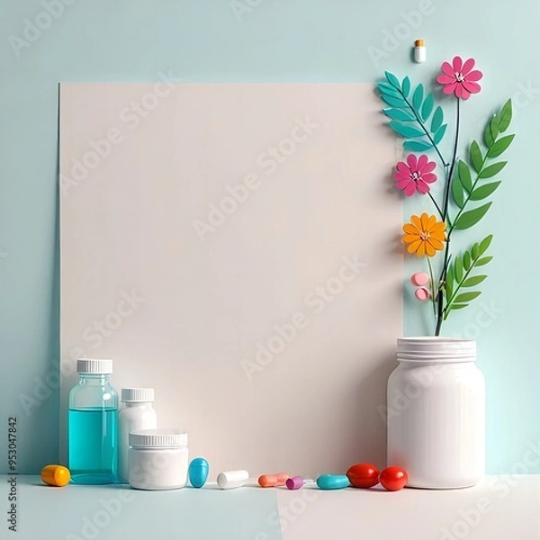 Fototapeta pills and flowers
