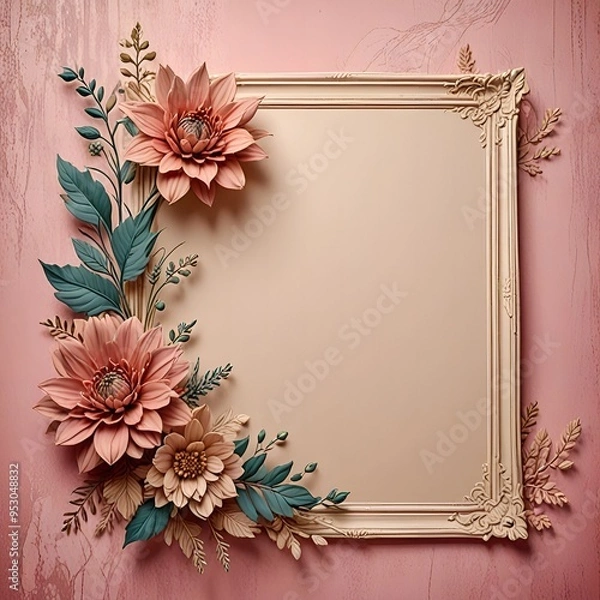 Obraz vintage frame with flowers