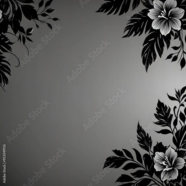 Obraz black and white floral background