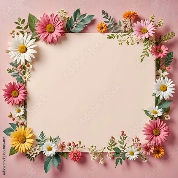 Fototapeta frame with flowers