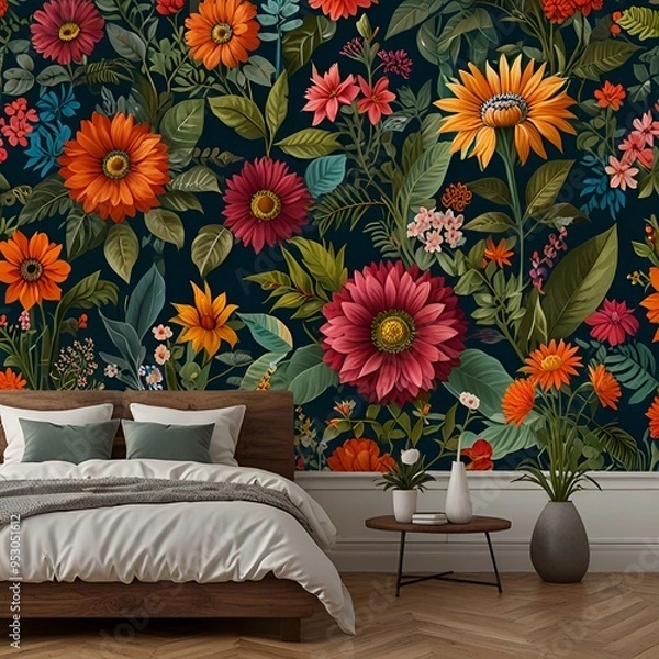 Fototapeta flowers on a chair