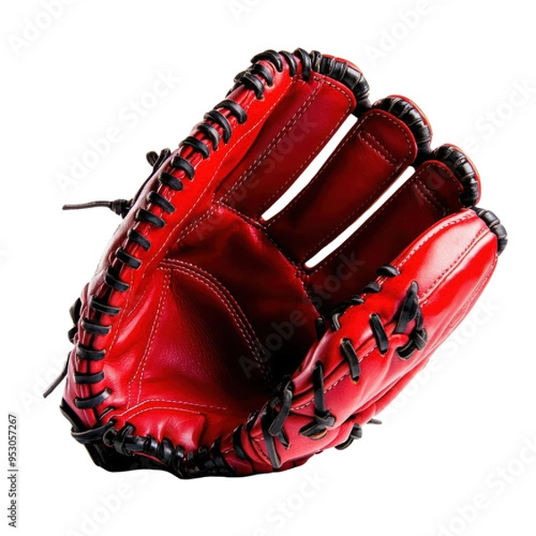 Obraz A vibrant red baseball glove.