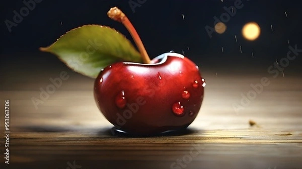 Fototapeta red apple on black background