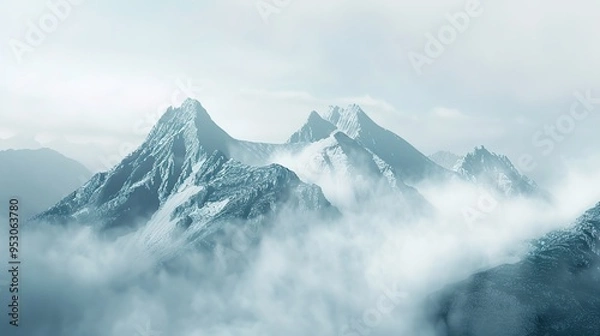 Obraz foggy mountain pattern wallpaper