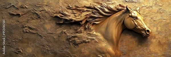 Obraz Background wallpaper of a 3D relief horse.