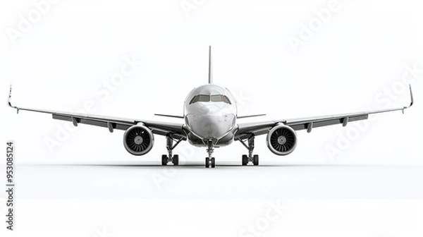 Fototapeta Airplane Isolated on White Background: Sleek and Modern Aircraft in Clear View