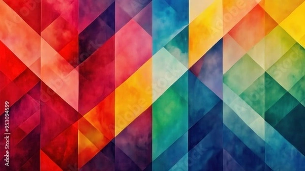 Fototapeta A colorful abstract painting with a rainbow of colors and shapes. The painting is full of energy and vibrancy, and it seems to be a representation of the beauty and diversity of the world