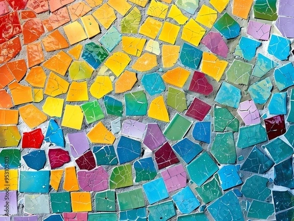 Fototapeta Decoration Colorful glass mosaic art and abstract wall background. with copy space image. 