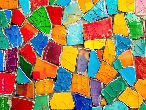 Fototapeta Decoration Colorful glass mosaic art and abstract wall background. with copy space image. 