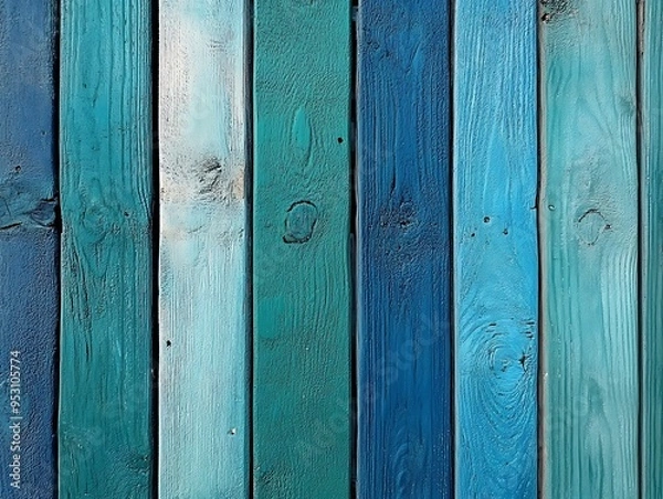 Fototapeta Texture of vertical blue boards. Background with place