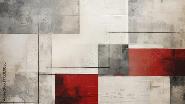 Fototapeta White and black red abstract painting background texture design surface