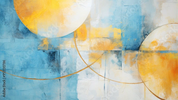 Fototapeta Blur and yellow abstract painting background texture design surface