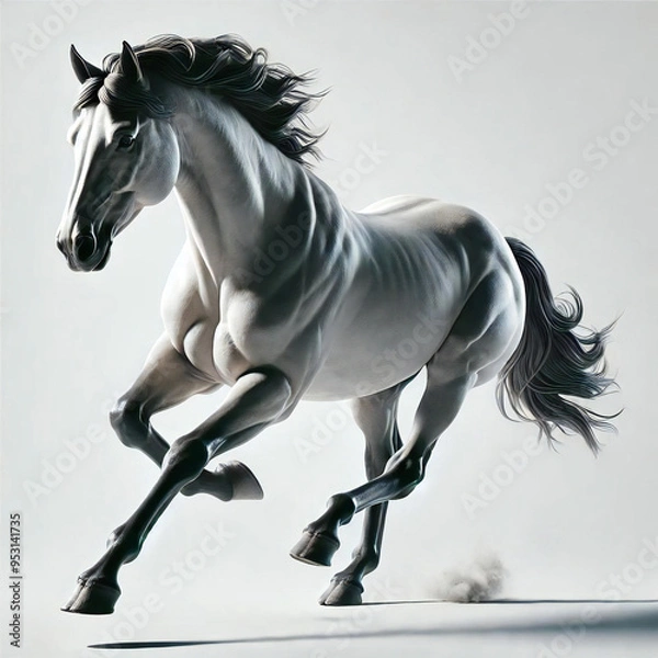 Obraz 走る白い馬[GenerativeAI]