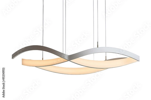 Obraz Modern contemporary wave-shaped ceiling light fixture with a warm white glow.
