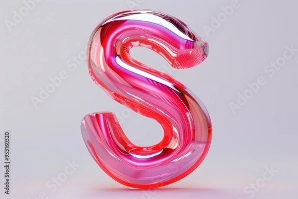 Fototapeta Futuristic Abstract S, a three-dimensional interpretation of the letter S, featuring sleek curves and vibrant colors, embodying innovation and modern design.