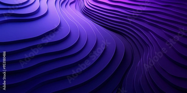 Fototapeta Abstract wavy patterns shape a smooth gradient of purple shades flowing through the frame, creating a dynamic visual experience
