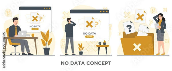 Fototapeta Flat vector no data search error landing concept illustration

