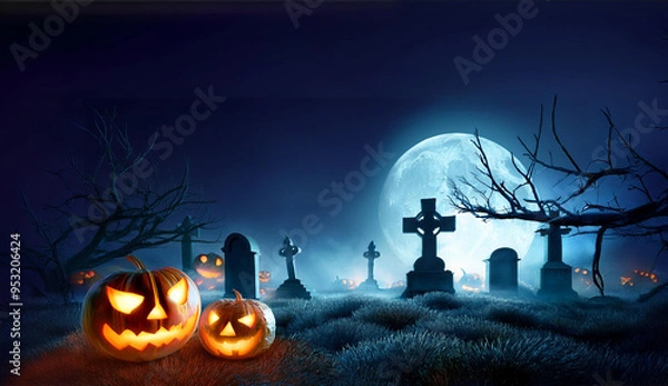 Obraz halloween background with Jack O' Lanterns