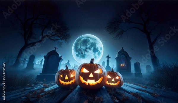 Obraz halloween background with Jack O' Lanterns