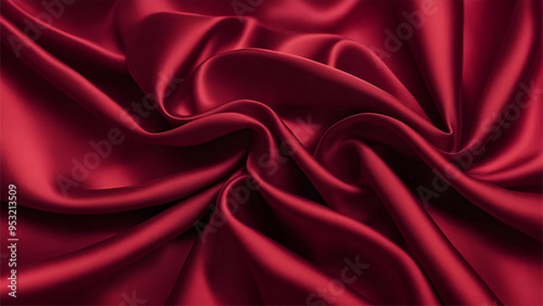 Fototapeta Closeup of deep crimson stain silk fabric texture background 