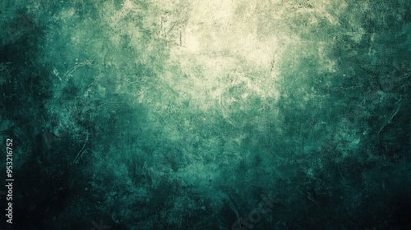 Fototapeta dark green texture wall background, old vintage textured, vintage marbled textured border with soft center light, christmas background, high quality photo