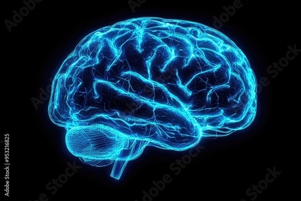 Fototapeta Radiant intelligence: glowing human brain, the spark of knowledge and the power of neural connections, the brains role as the center of consciousness and intellectual brilliance