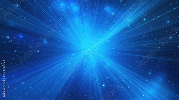 Fototapeta beautiful starburst background in a blue space, detailed and realistic image