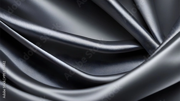 Fototapeta An abstract composition of grey stain silk fabric with intricate folds 