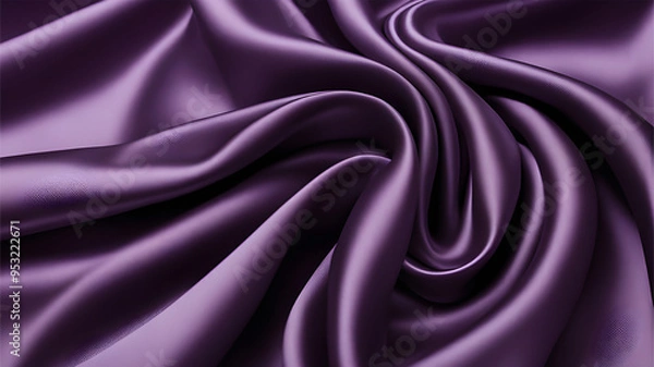 Fototapeta A luxurious closeup of deep purple stain silk fabric texture background 