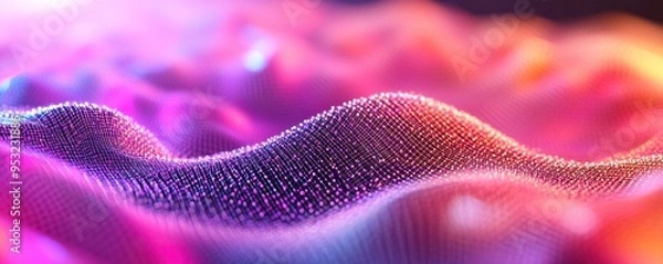 Fototapeta Abstract Wavy Grid with Pink and Orange Glow