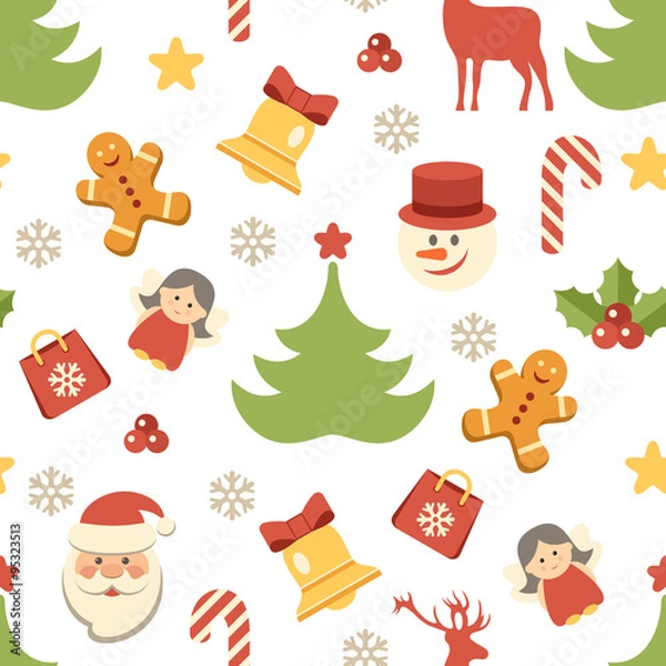Fototapeta Christmas background, seamless pattern. Vector illustration