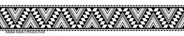 Fototapeta Ethnic border ornament. Geometric ethnic oriental seamless pattern. Stripe vector illustration. Native American Mexican African Indian tribal style. Design border, textile, fabric, clothing, carpet.